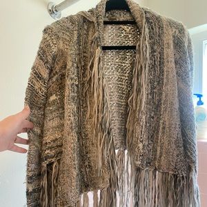 Free People Fringe Trim Open Cardigan Size S